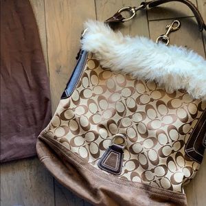 Coach Fur Trimmed Purse
